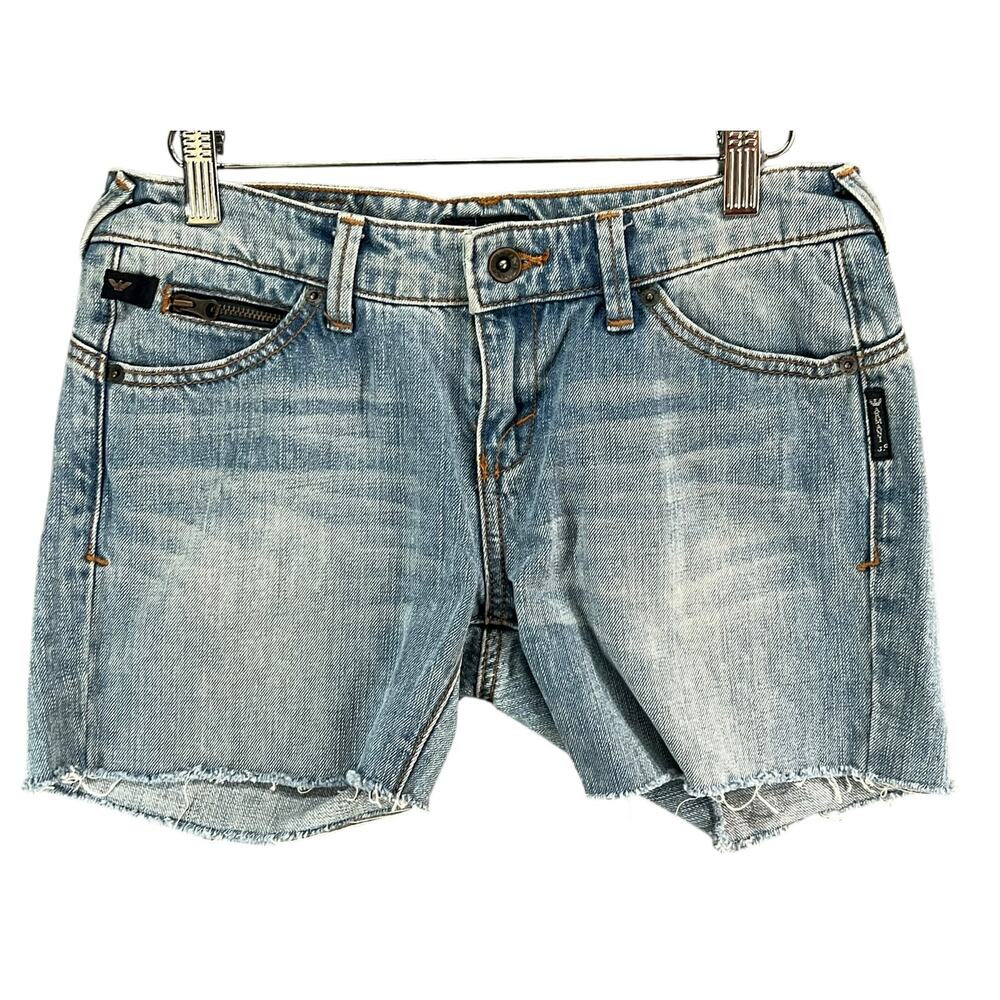Vintage Armani Jeans‎ Cutoff Denim Shorts Womens 26 Blue Low Rise Grunge Classic
